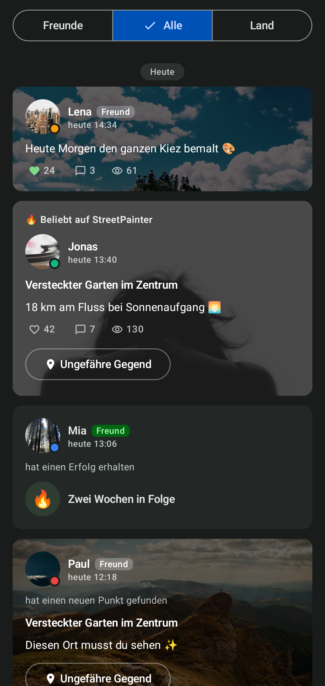 StreetPainter App-Screenshot — Community