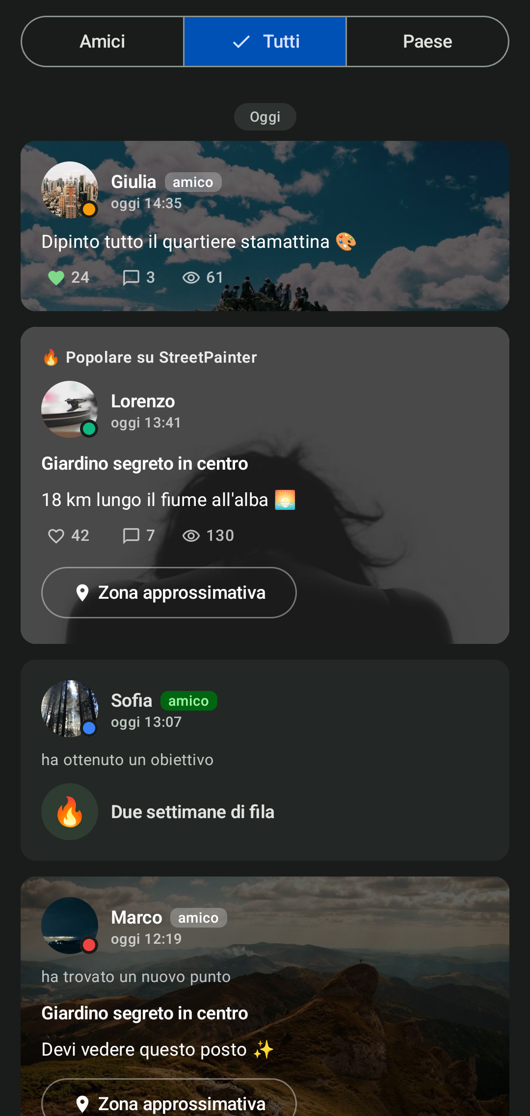 Screenshot dell'app StreetPainter — Community