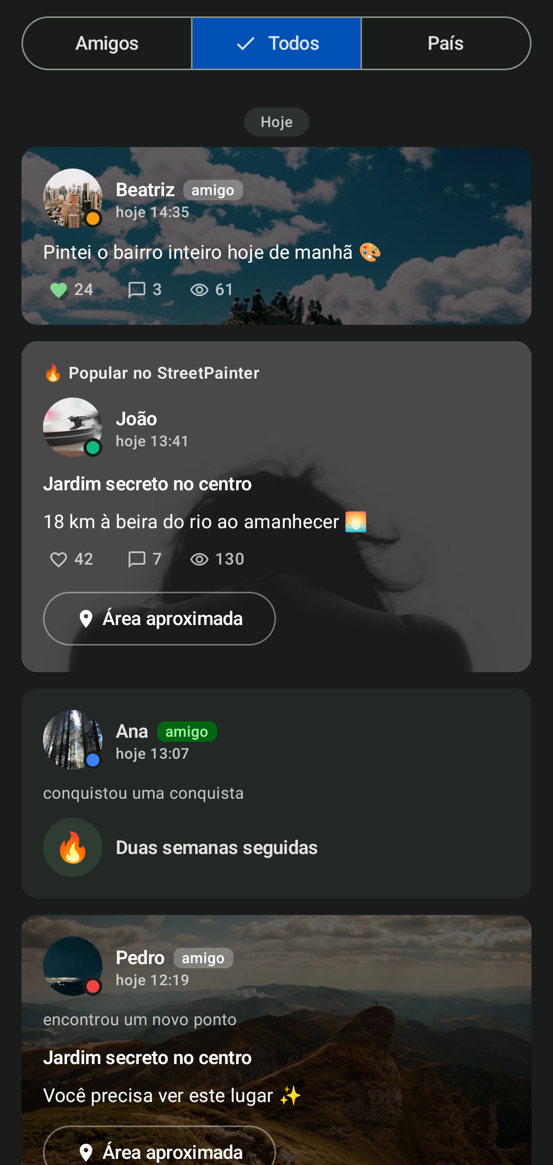 Captura do app StreetPainter — Comunidade