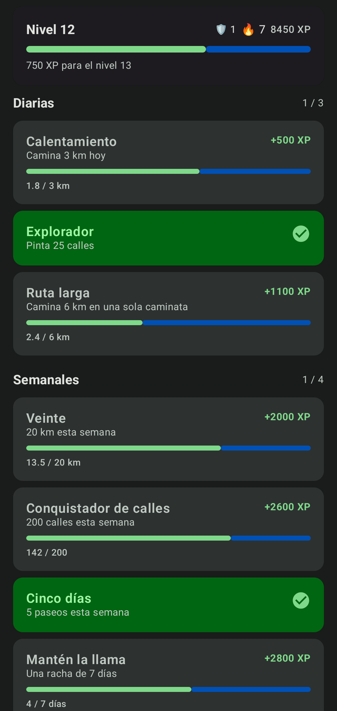 Captura de la app StreetPainter — Misiones cercanas