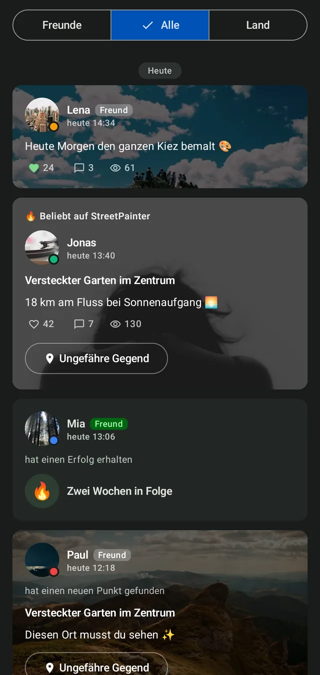 Der Community-Feed von StreetPainter