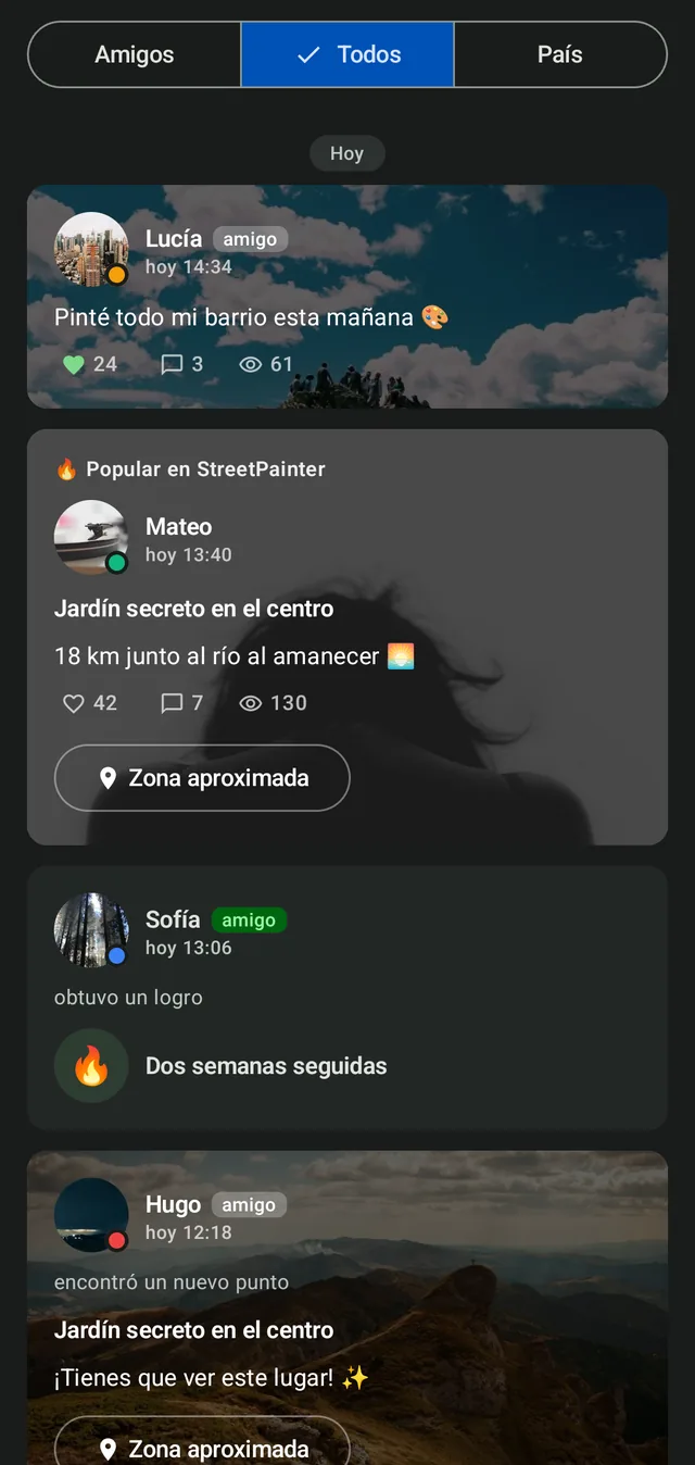 El feed de la comunidad de StreetPainter