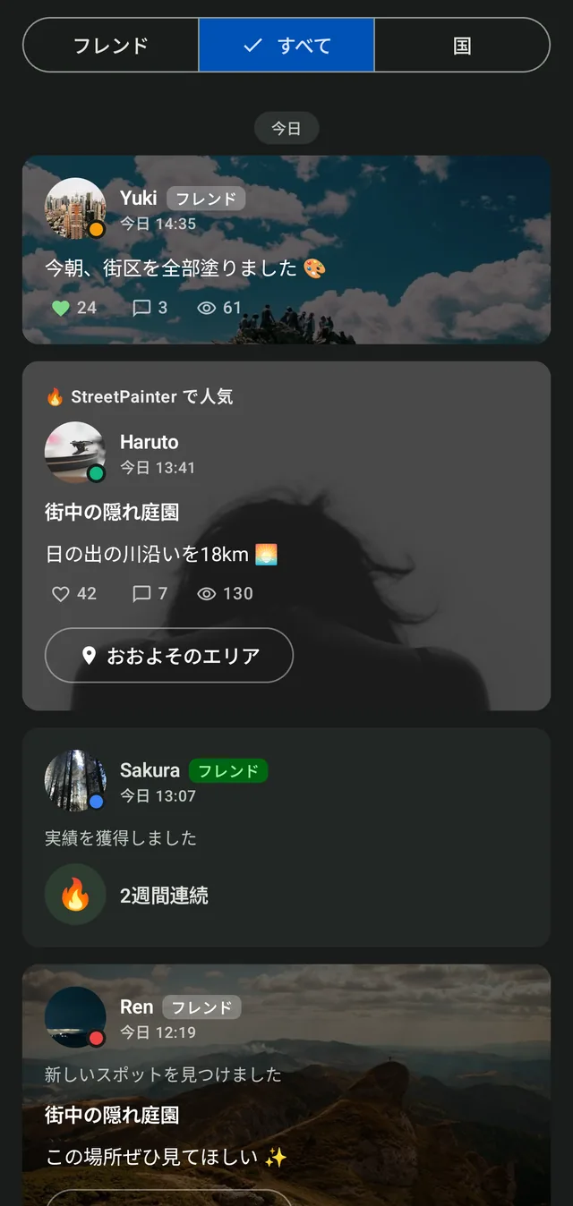 StreetPainterのコミュニティフィード