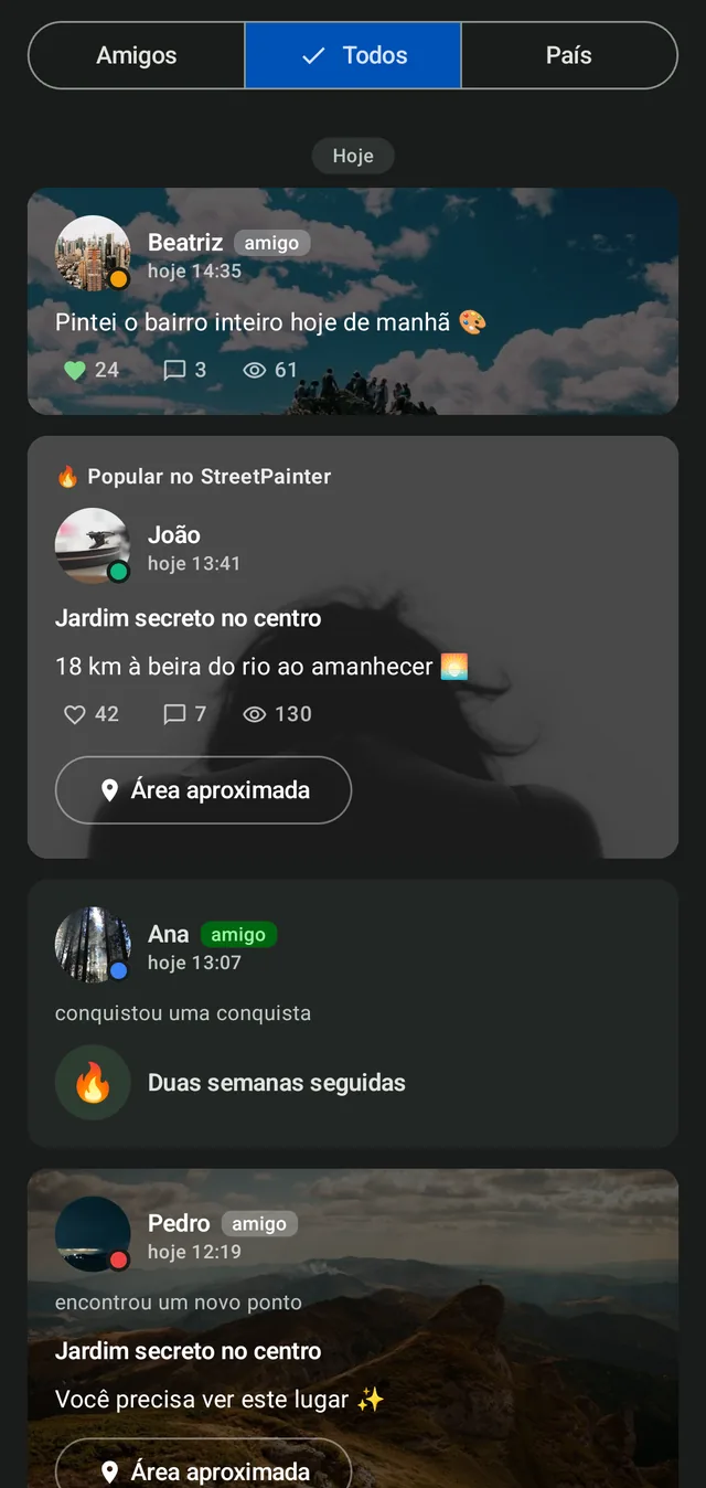 O feed da comunidade do StreetPainter