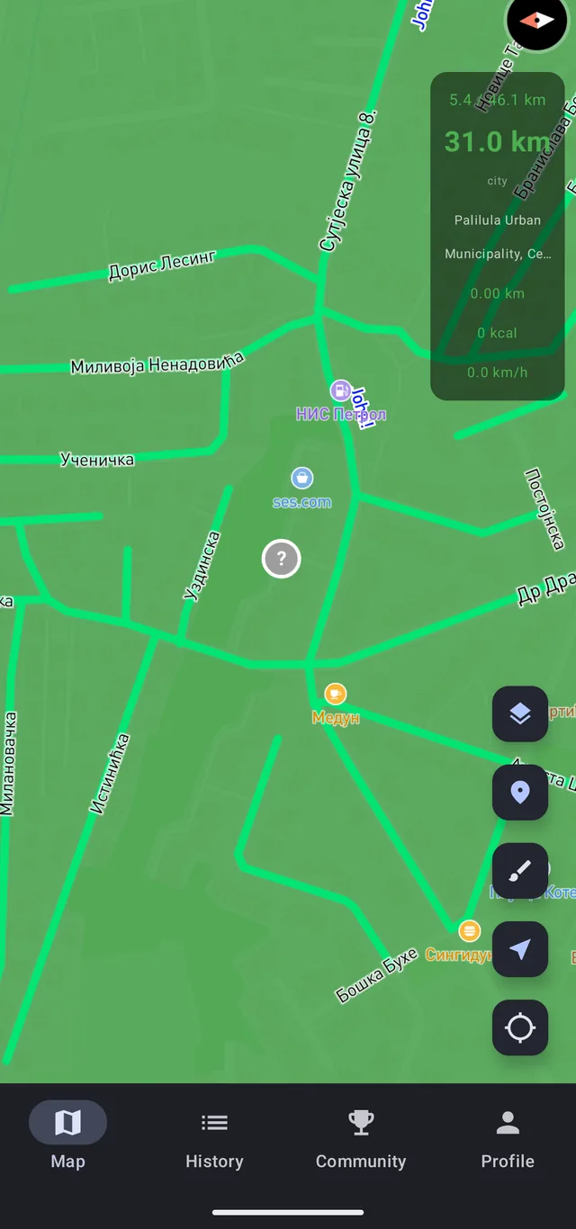 StreetPainter-Screenshot: Ein Punkt auf der Karte