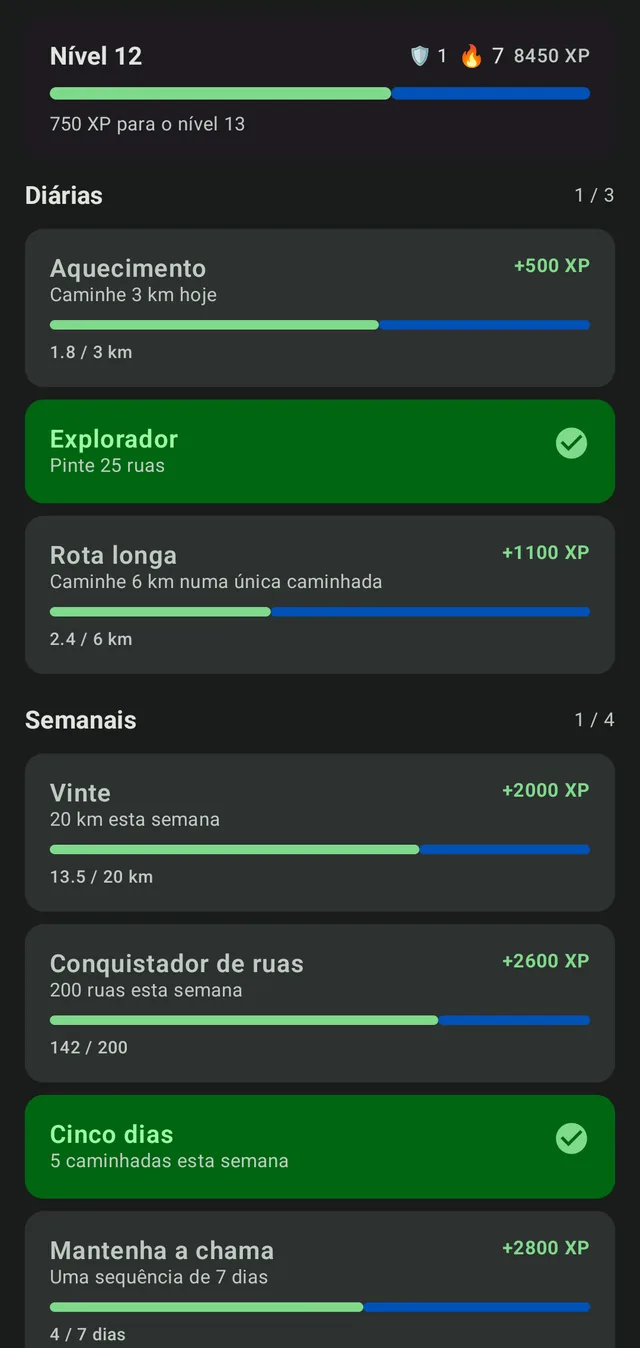 Missões diárias e semanais no StreetPainter